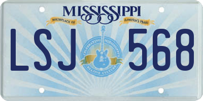 MS license plate LSJ568