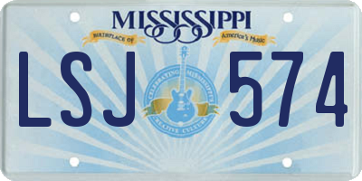 MS license plate LSJ574