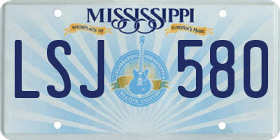 MS license plate LSJ580