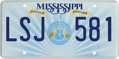 MS license plate LSJ581