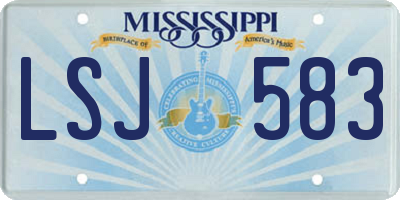 MS license plate LSJ583