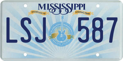 MS license plate LSJ587