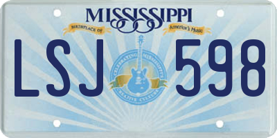 MS license plate LSJ598