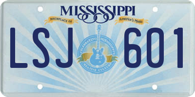 MS license plate LSJ601