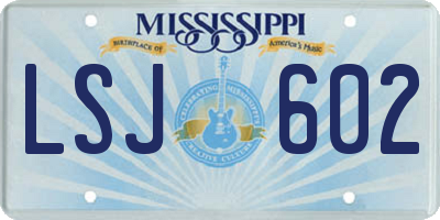 MS license plate LSJ602