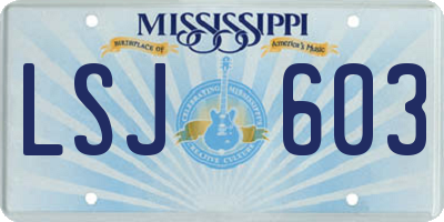 MS license plate LSJ603