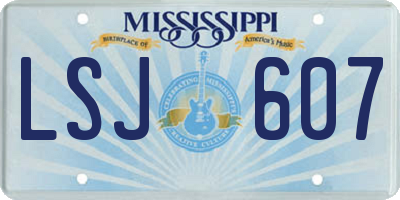 MS license plate LSJ607