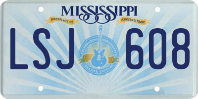 MS license plate LSJ608