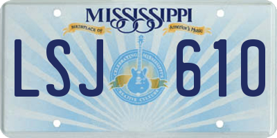 MS license plate LSJ610