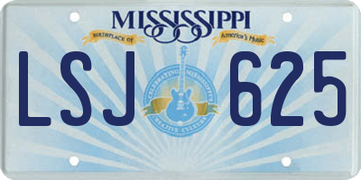 MS license plate LSJ625