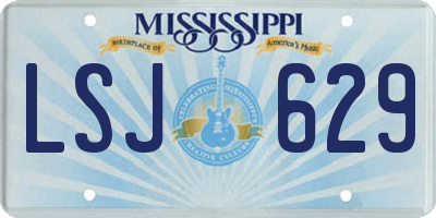 MS license plate LSJ629