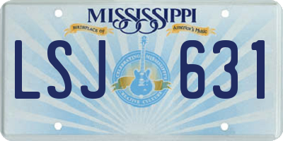 MS license plate LSJ631