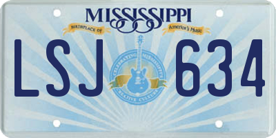 MS license plate LSJ634