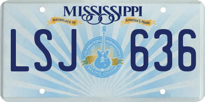 MS license plate LSJ636