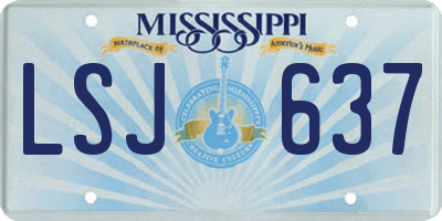 MS license plate LSJ637