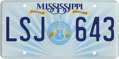 MS license plate LSJ643