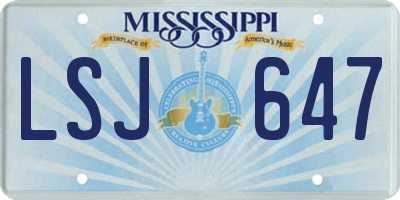 MS license plate LSJ647