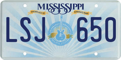 MS license plate LSJ650