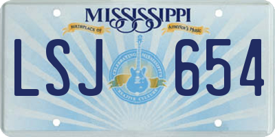 MS license plate LSJ654