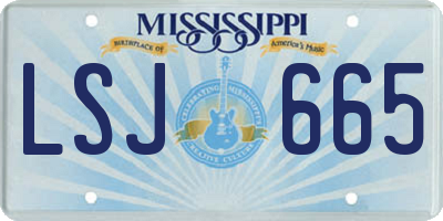 MS license plate LSJ665