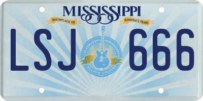 MS license plate LSJ666