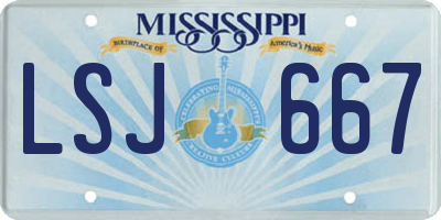 MS license plate LSJ667