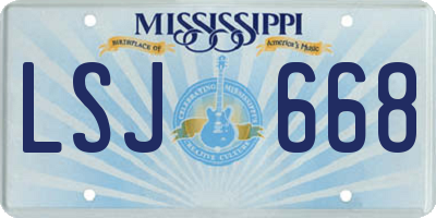 MS license plate LSJ668