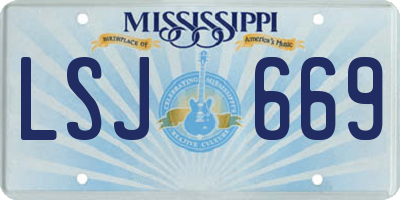 MS license plate LSJ669