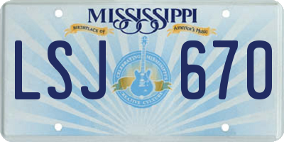 MS license plate LSJ670