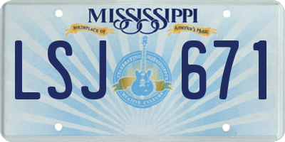 MS license plate LSJ671