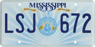 MS license plate LSJ672
