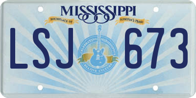 MS license plate LSJ673