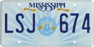 MS license plate LSJ674