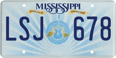MS license plate LSJ678