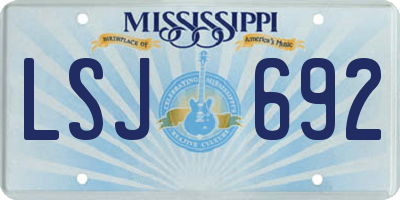 MS license plate LSJ692