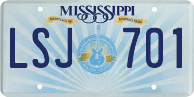 MS license plate LSJ701
