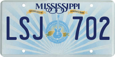 MS license plate LSJ702