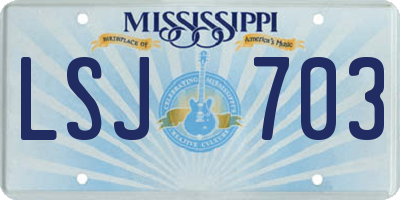 MS license plate LSJ703