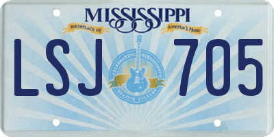 MS license plate LSJ705