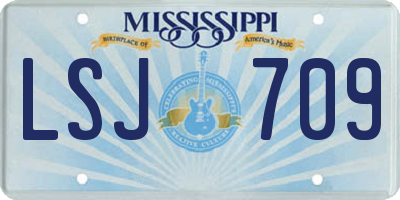 MS license plate LSJ709