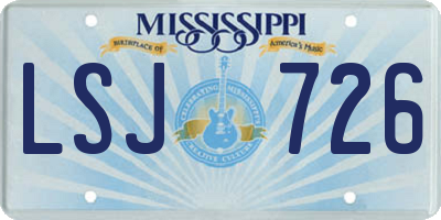MS license plate LSJ726
