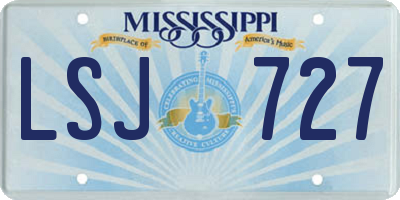 MS license plate LSJ727