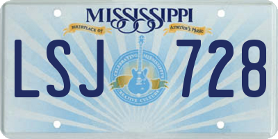 MS license plate LSJ728