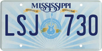 MS license plate LSJ730