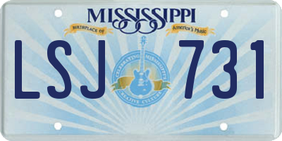 MS license plate LSJ731
