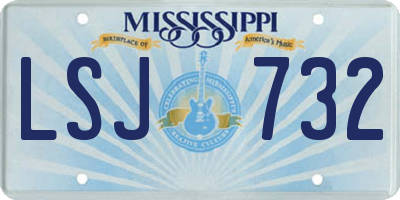 MS license plate LSJ732
