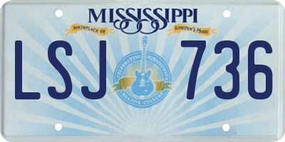 MS license plate LSJ736