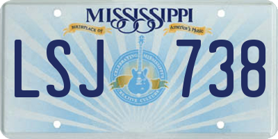 MS license plate LSJ738