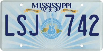 MS license plate LSJ742