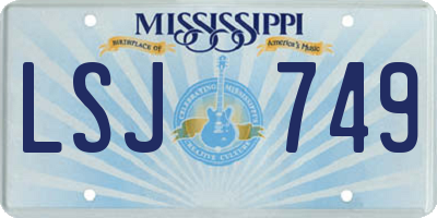 MS license plate LSJ749